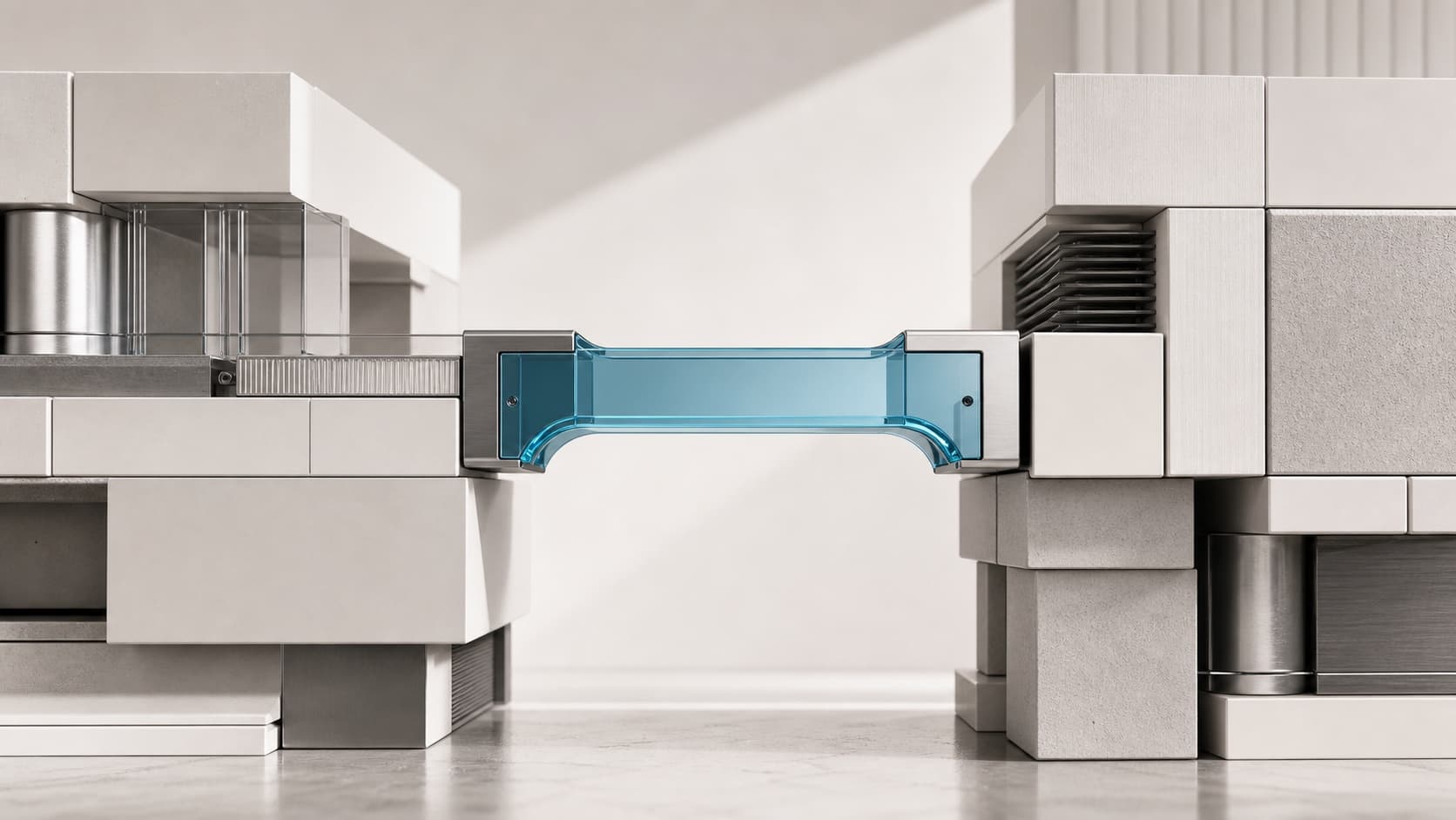 A standardized modular system completed by one purposeful custom bridge component